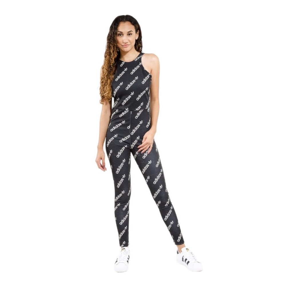 Adidas Women's Logo Print Black Jumpsuit - Picture 5 of 8